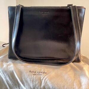 1993 Premiere Collection Kate Spade New York Black Leather Tote with Dust Bag